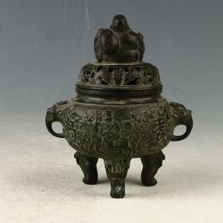 EXQUISIT Chinese OLD Bronze Buddha Incense Burner Made During Da Ming Xuande 3