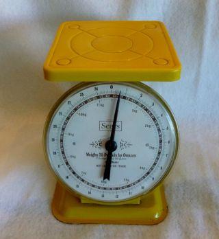 Antique Vintage 1906 Sears 25 Lb Kitchen Or Grocery Scale Yellow