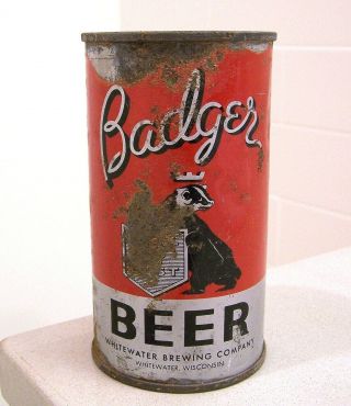 Rare C.  1930s Indoor Badger Oi/irtp Beer Can From Whitewater,  Wi