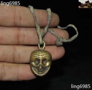 Old Tibet Temple Bronze Skeleton Devil Skull Death - Head Exorcism Amulet Pendant