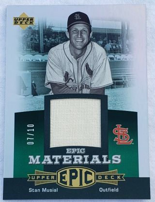 Rare 2006 Ud Epic Materials Patch Relic Emerald /10 Stan Musial Sp Cardinals Hof