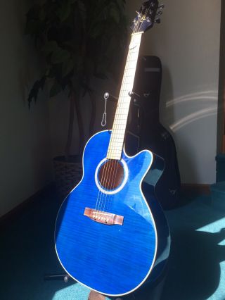 Rare Takamine Eg540c Flamed Blue 6 String Acoustic/electric Guitar