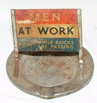 Vintage Ashtray Buick Men At Work Red White And Blue Sign 1930s Rare