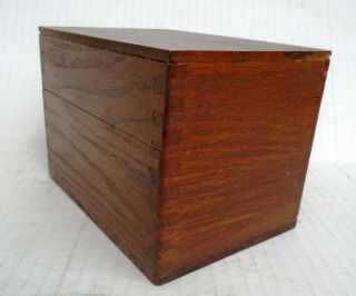 Vintage Owl Wood Finger Jointed Oak Wood 4 X 6 Card File Recipe Index Box