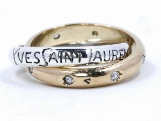 Yves Saint Laurent (ysl) Sterling Silver Double Ring/vintage And Rare