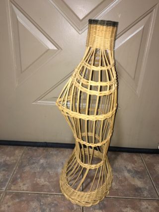 Vintage Female Wicker/Bamboo Dress Form Torso Mannequin - 25’ - 3