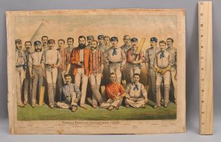 Antique Famous English Cricketers 1880 Boys Own Paper Cricket Lithograph Print