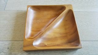 Vintage Mid Century Danish Modern Nissen Teak Round Tray Dish Board Wood Denmark