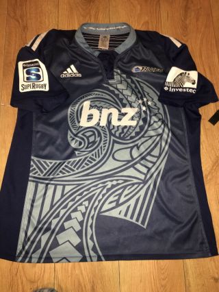 Auckland Blues Rugby Union Shirt Rare Adidas Xxl Mens 2013