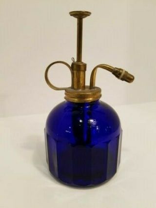 Vintage Cobalt Blue Glass And Brass Atomizer/mister -