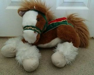 2002 Commonwealth Rare Plush Stuffed Animal Horse Pony With Christmas Saddle