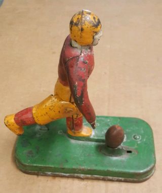 Rare Antique Cast Iron And Tin Football Kicker Toy Woolsey Mfg Co.  1930s Hubley