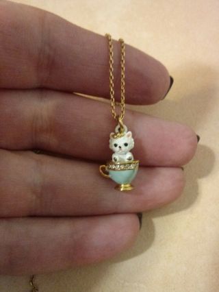 Juicy Couture Tea Cup Yorkie Charm Necklace Teacup Dog In Blue Cup Rare