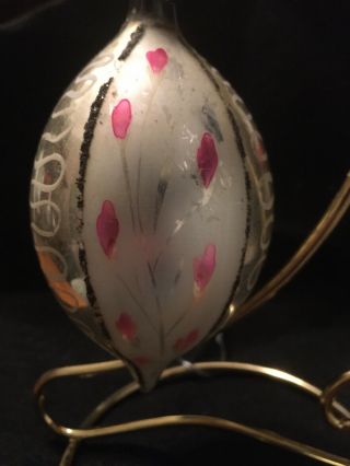 Large Poland Antique Christmas Mercury Glass Ornament Pink Silver Vintage