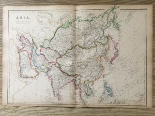 1859 Asia Hand Coloured Antique Map By W.  G.  Blackie