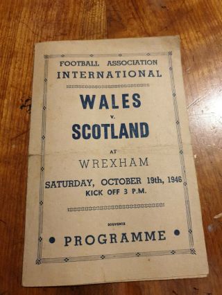 Wales Vs Scotland International Oct 1946 Football Programme Rare