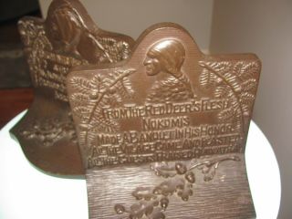 Antique Bronze Indian Bookends Song Of Hiawatha Bradley & Hubbard 1925