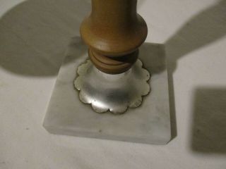 Vintage Antique Brass Scale of Justice with marble base wood stand 3