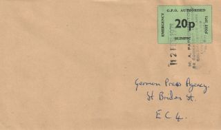 Rare 1971 Gb Cover From Post Strike Sent Locally In London
