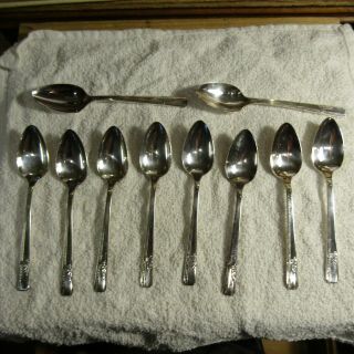 Vintage Oneida Prestige Silver Plate Flatware Grenoble 1938 10 Tea Spoons