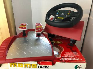 Logitech Momo Force Steering Wheel With Pedal System - Special Red Edition Rare
