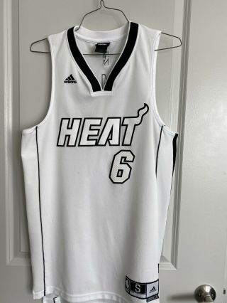 Adidas Rare Nba Miami Heat Lebron James White Hot Basketball Jersey Mens S Small