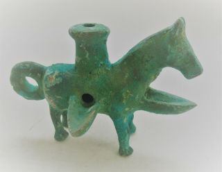 Scarce Ancient Luristan Near Eastern Bronze Oil Lamp In The Form Of A Horse
