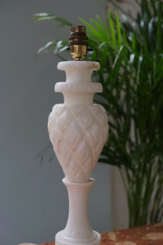 Large Vintage Ornate Solid Marble Table Lamp | White Marble Pineapple Lamp