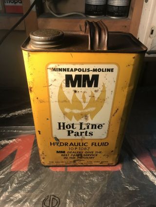 Minneapolis Moline Mm Hot Line Parts Hydraulic Fluid Oil Can.  Rare