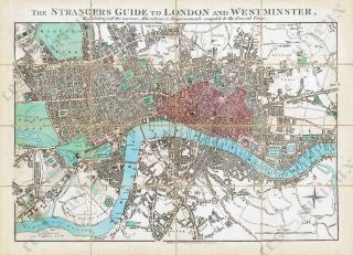 The Strangers Guide To London Old Antique Map Engraving E Mogg 1828 Art Poster