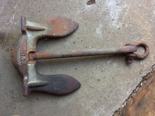 Vintage 20lb Cast Iron Stockless Boat Ship Anchor Nautical Maritime C.  P.  Co
