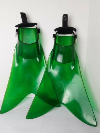 Force Fin Size Xl Combat Divers Swimmer Fins.  Rare Clear Green.