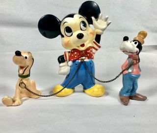 Rare Vintage Mickey Pluto Goofy Dan Brechner Exclusive Disney Figurines Of 1960s