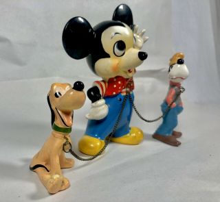 Rare VINTAGE Mickey Pluto Goofy Dan Brechner Exclusive DISNEY FIGURINES of 1960s 2