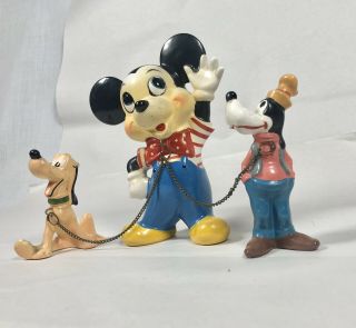 Rare VINTAGE Mickey Pluto Goofy Dan Brechner Exclusive DISNEY FIGURINES of 1960s 3