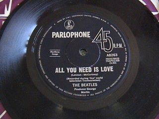 The Beatles All You Need Is Love Rare Aussie Oz 7 " Vinyl Record