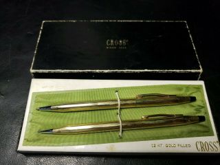 Cross Ball Pen & Pencil Set 12kt Gold Filled 6601 W/box Collectible Rare Vintage