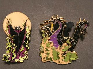 Disney Official Trading Pin 2003 Maleficent With Flames Rare Glow N Dark Villian