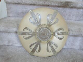 Antique Art Deco Nouveau Ceiling Light Shade Frosted Beige Embossed Clear 15 "