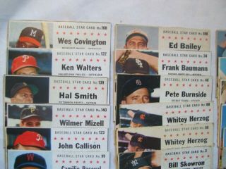 (42) 1961 POST CEREAL BALL CARDS,  COMMONS,  STARS,  MINOR STARS AND (3) RARE CARDS 2