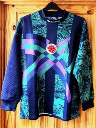 Very Rare Colombia Football Shirt 1995 - 1996 Umbro Rene Higuita 1 Columbia Goaly