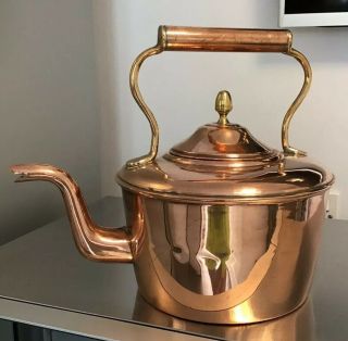 Antique Copper & Brass Teapot Kettle 5 Pint Capacity