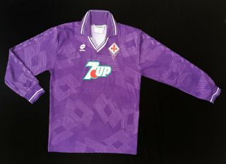 Rare Ac Fiorentina Shirt Lotto 7up Soccer Maglia 1993/1994 Long Sleeve Football