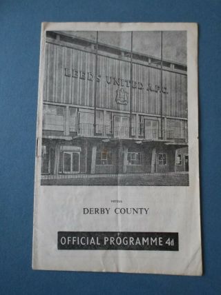 Leeds United V Derby County Programme 1962/3 - Rare