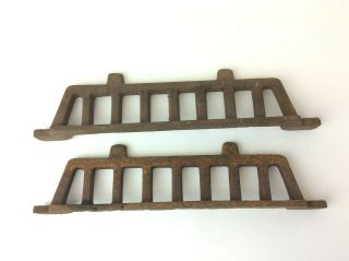 Two Antique Old Cast Iron Metal Unmarked Woodstove Grates Stove Parts Hardware