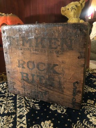 Antique Timken Rock Bits Wood Box Crate Colorado Springs Mining Advertising