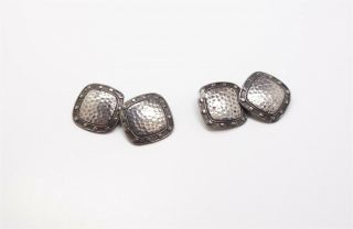 Estate Found Vintage Early 20th Century Hammered Sterling Silver Cufflinks