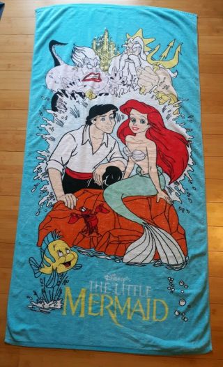 Vintage Disney The Little Mermaid Beach Towel 1993 Rare Franco Vtg 90s