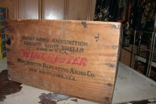 Vintage Rare Winchester 12 Gauge Early Wood Crate Shot Shell Ammo Box