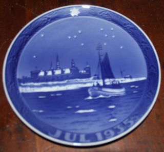 Rare 1935 Royal Copenhagen Christmas Plate Fishing Boat Exc 1st